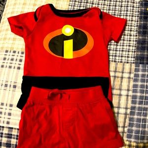 3-6m Incredible onesie with red shorts!